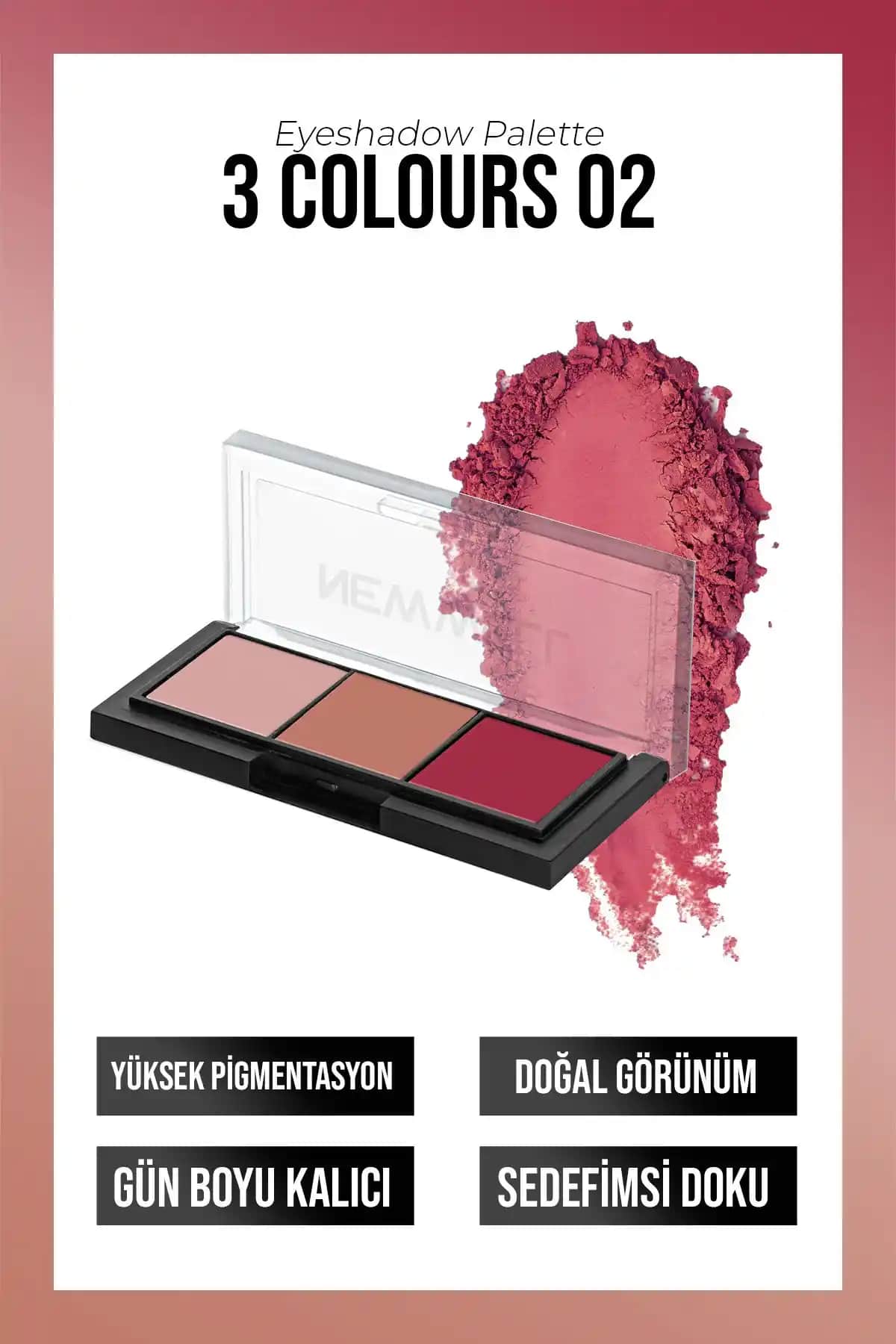Well Porcelain Make Up 3'lü Far Paleti No:02 Renkli ve Uzun Süre Kalıcı Kozmetik Ürünleri