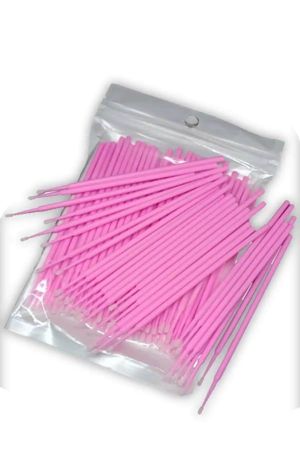 Armonikonya 100 Adet İpek Kirpik Microbrush Fırçası Profesyonel ve Kalıcı Makyaj İçin