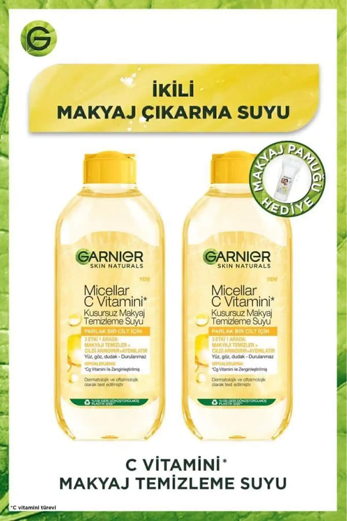 Garnier Micellar C Vitamini Kusursuz Makyaj Temizleme Suyu Cilt Temizliği ve Canlandırma İçin