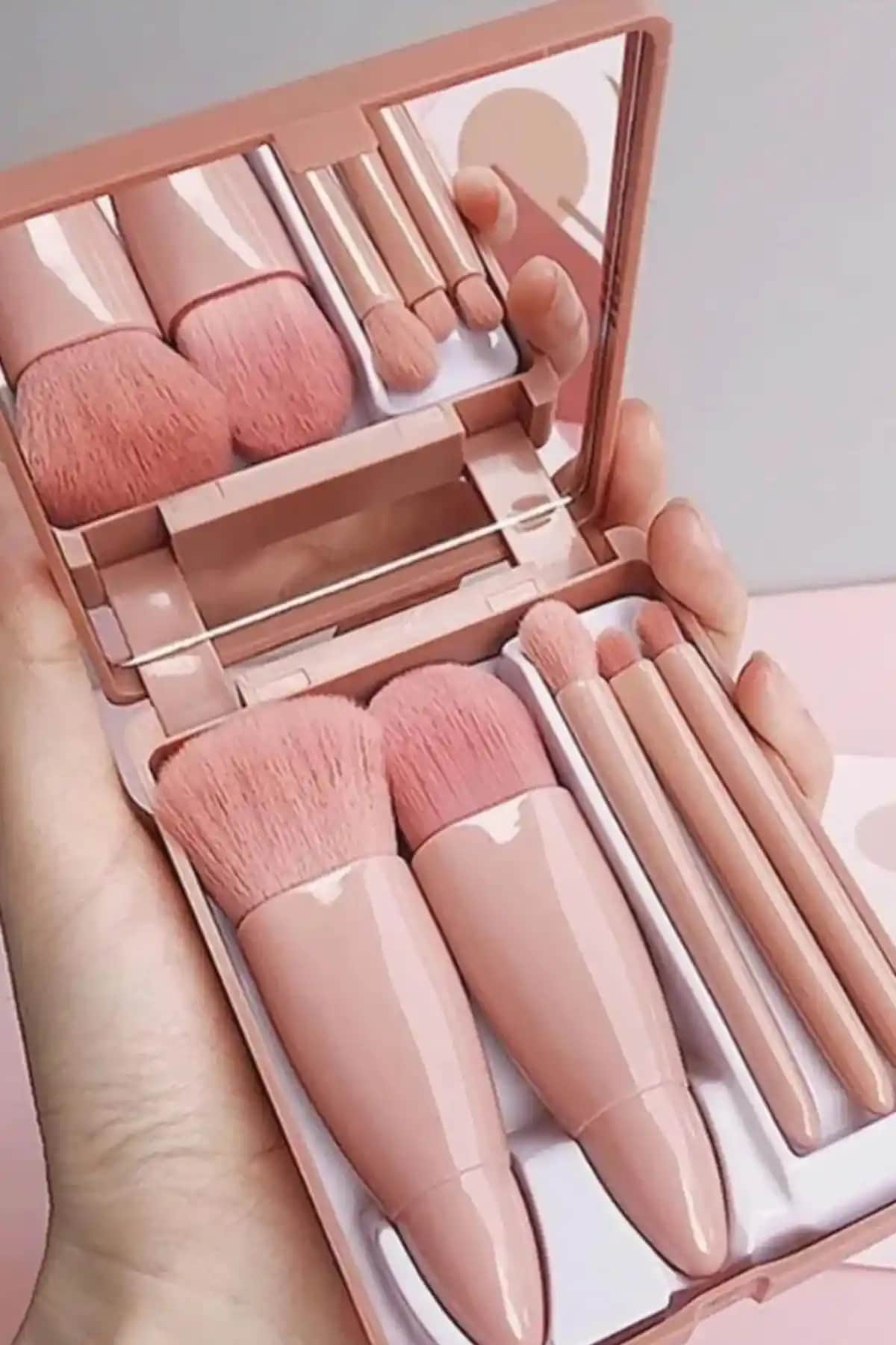 H&E Luxury Tasarımlı 5'li Taşınabilir Profesyonel Makyaj Fırça Seti