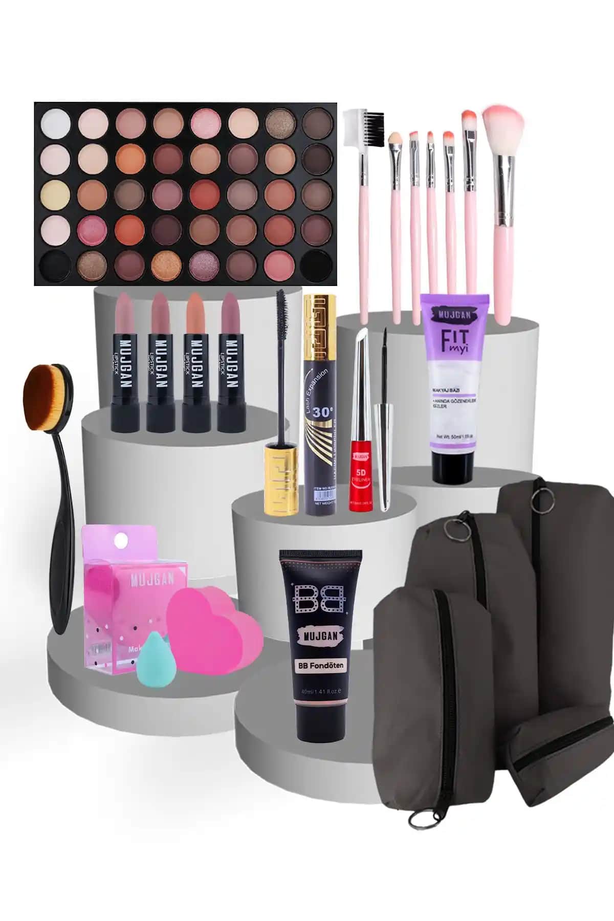 MUJGAN Eflatun Makyaj Seti 26 Parça Beyaz Ten İçin Uygun ve Çok Yönlü Makyaj Malzemeleri