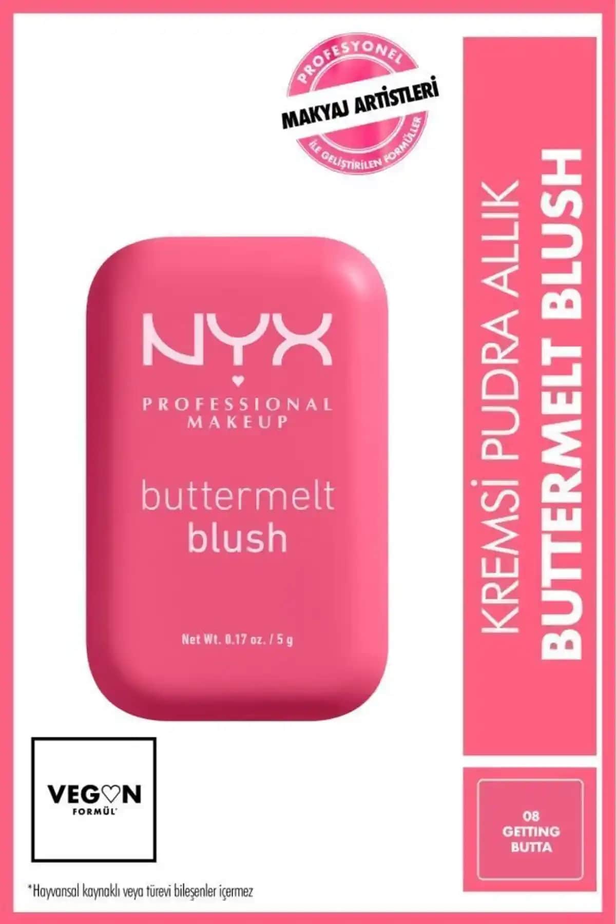 NYX Buttermelt Blush Pembe Kremsi Allık 08 Getting Butta Yüksek Pigmentasyon ve Kalıcılık