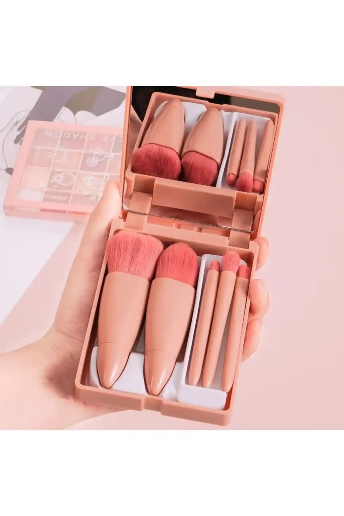 ROWENAROSE Saydam Kutulu Aynalı Fırça Seti ile Makyajda Şıklık ve Pratiklik Sağlayın