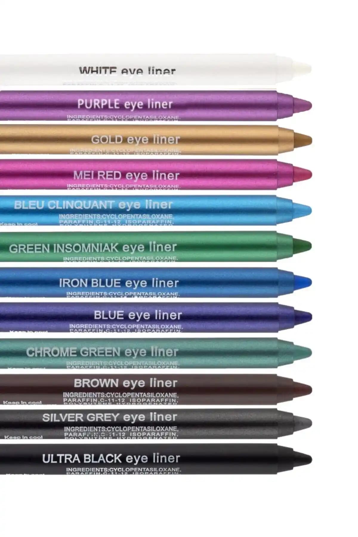 Sildne 12 Renkli Neon Eyeliner Göz Kalemi Seti Yüksek Kalite ve Uzun Süreli Dayanıklılık