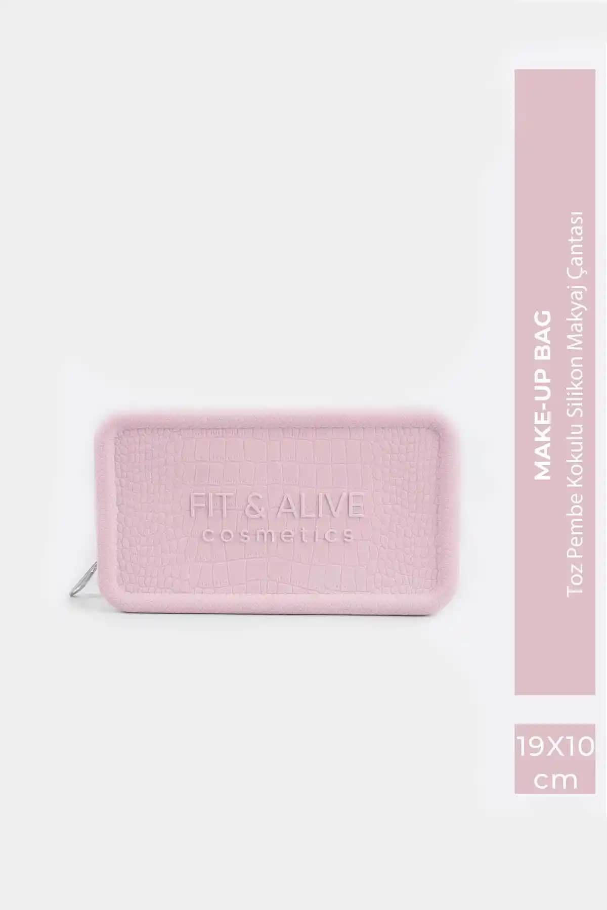 Fit & Alive Kokulu Silikon Makyaj Çantası Toz Pembe Estetik ve Pratik Kullanım