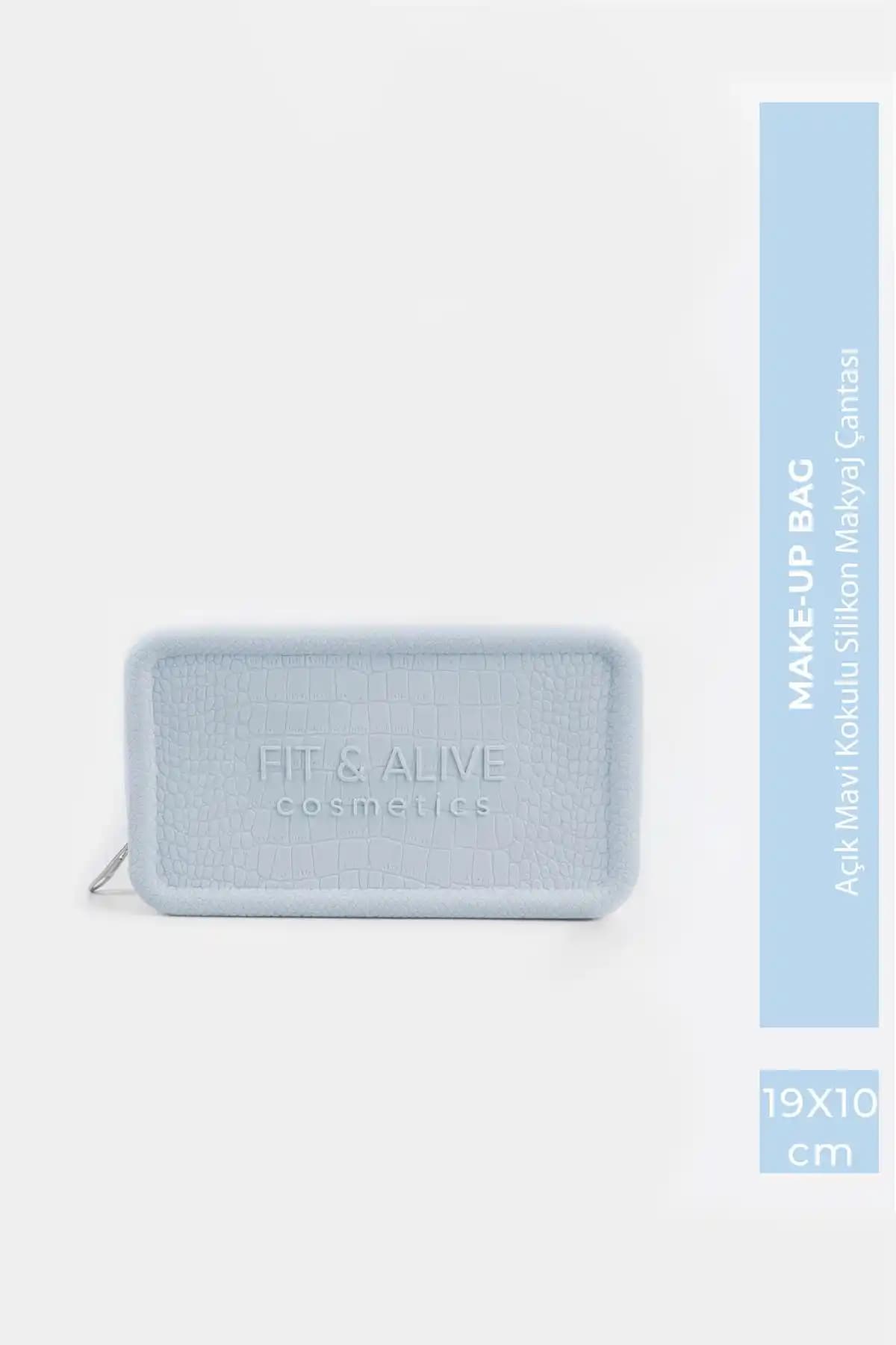 Fitalive Kokulu Silikon Makyaj Çantası Açık Mavi Modern Tasarım ve Dayanıklı Malzeme