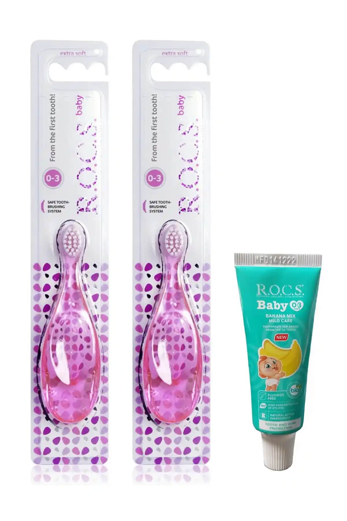 Bebekler İçin Güvenli ve Etkili Diş Bakımı Seti R.O.C.S. Bebek Diş Fırçası ve Muz Püresi
