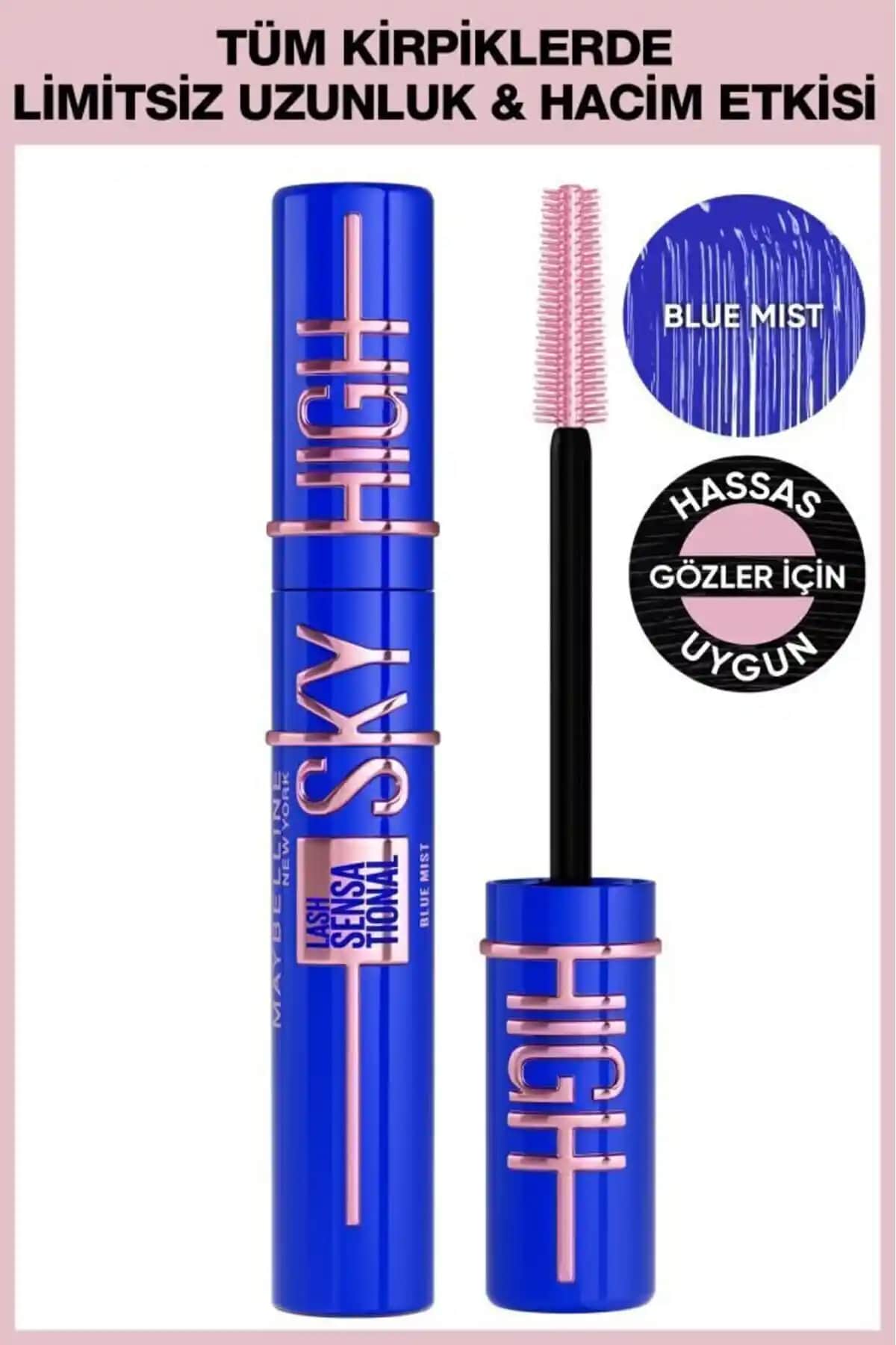 Maybelline Lash Sensational Sky High Blue Mist Maskara: Canlı Mavi Renk ve Uzun Kirpikler İçin