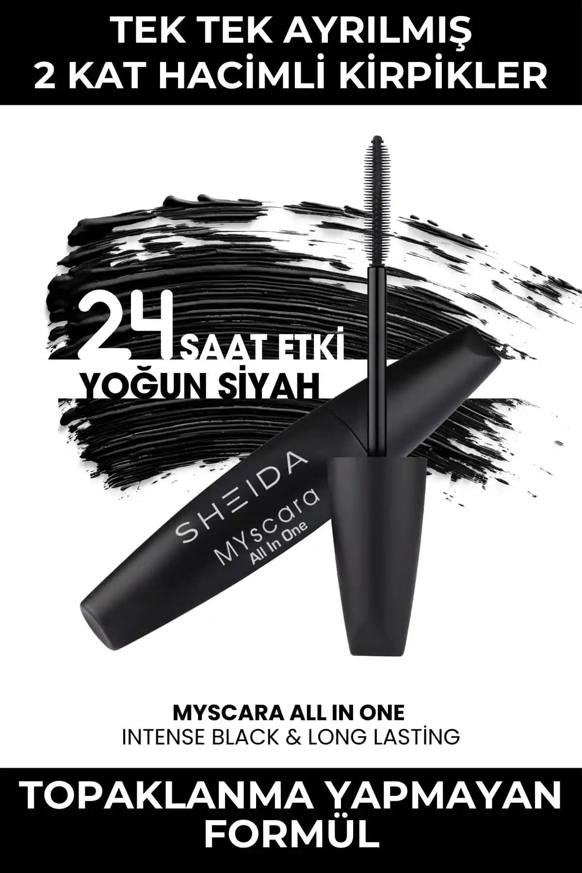 Sheida Yoğun Hacim ve Kıvrım Veren Siyah Maskara Türkiye Menşei Ürün