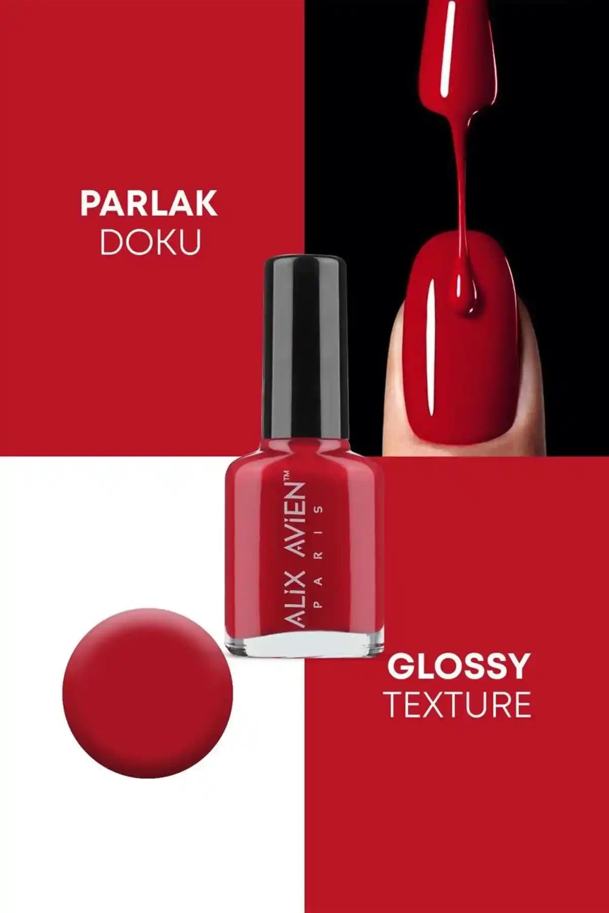 Alix Avien Kırmızı Oje 16 Parlak ve Uzun Süre Dayanan Kaliteli Kozmetik Ürünü