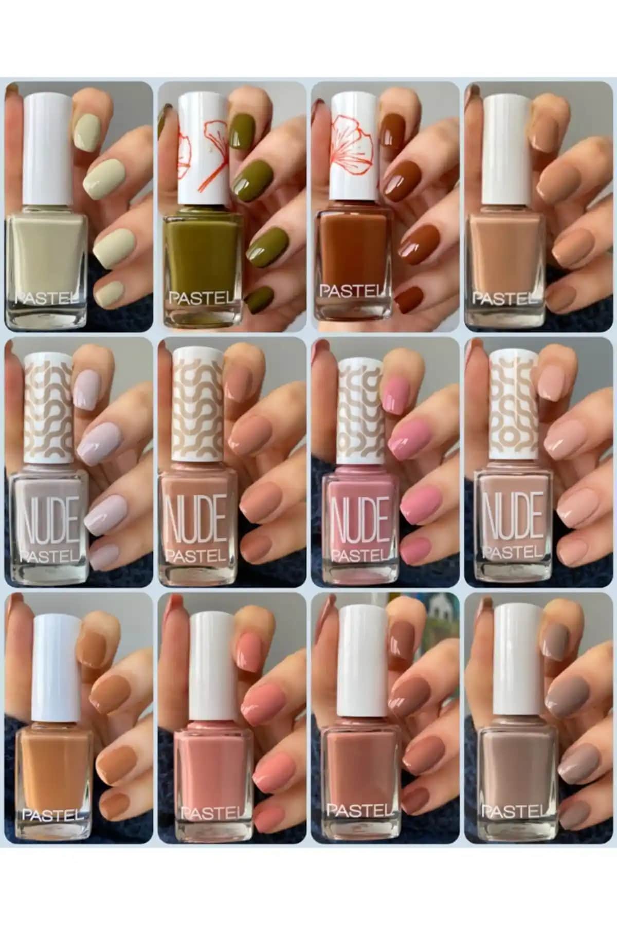 Pastel Syneecosmetic Kahve 12'li Oje Seti Renkli ve Parlak Görünüm Sağlayan Kozmetik Ürün