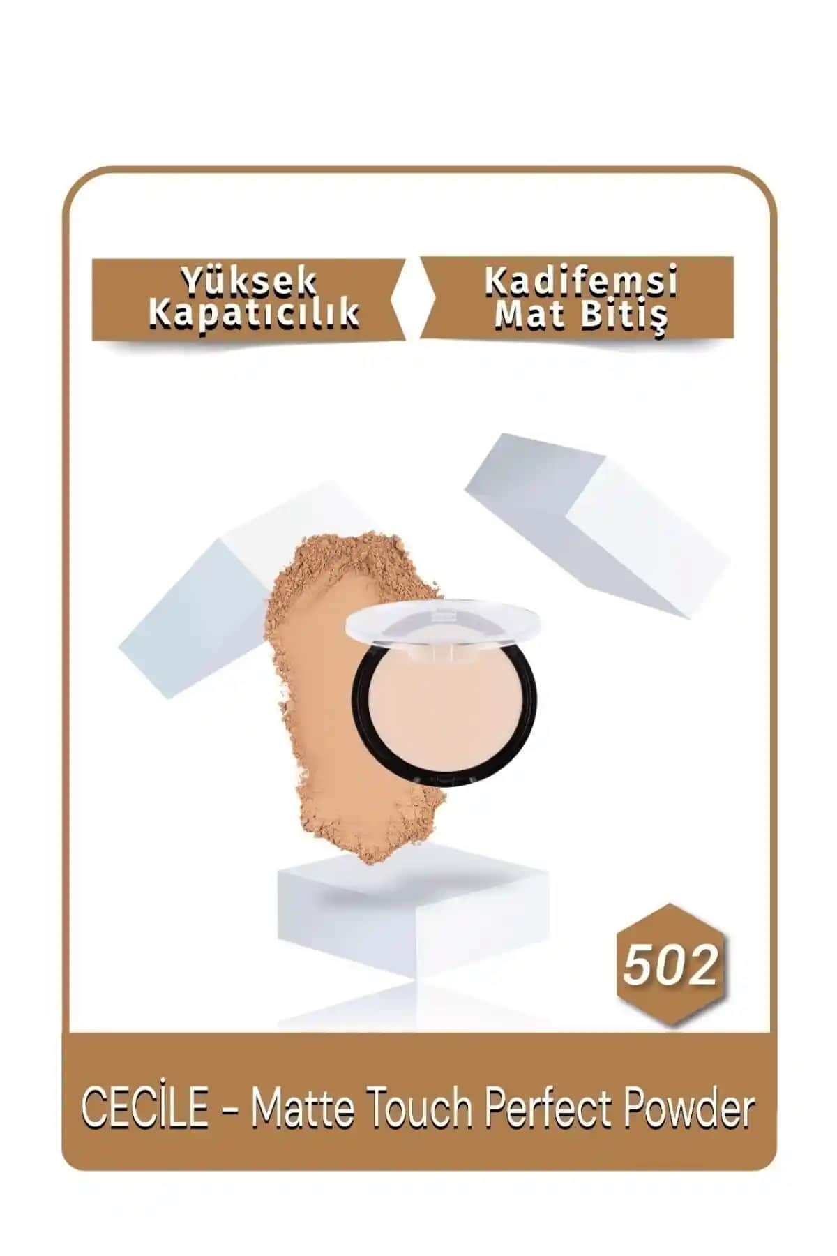 Cecile Matte Touch Perfect Powder Pudra 502 Beige: Yüksek Kapatıcılık ve Mat Görünüm Sağlayan Makyaj Ürünü