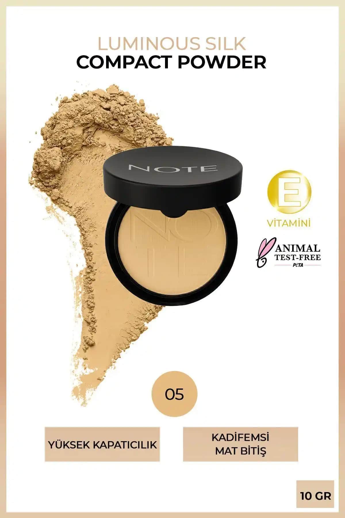 Note Cosmetics Luminous Silk Kompakt Pudra Yüksek Kapatıcılık ve Mat Bitiriş Özelliğiyle