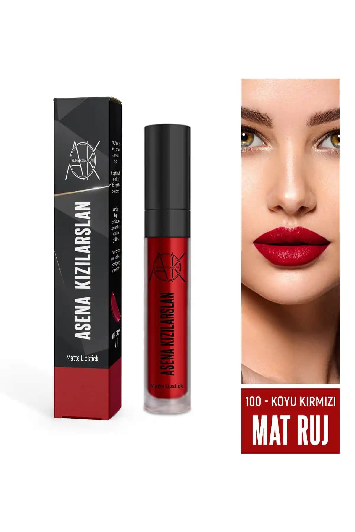 Asena Kızılarslan Mat Ruj Dark Red 100: Uzun Süre Dayanıklı ve Şık Kırmızı Dudaklar