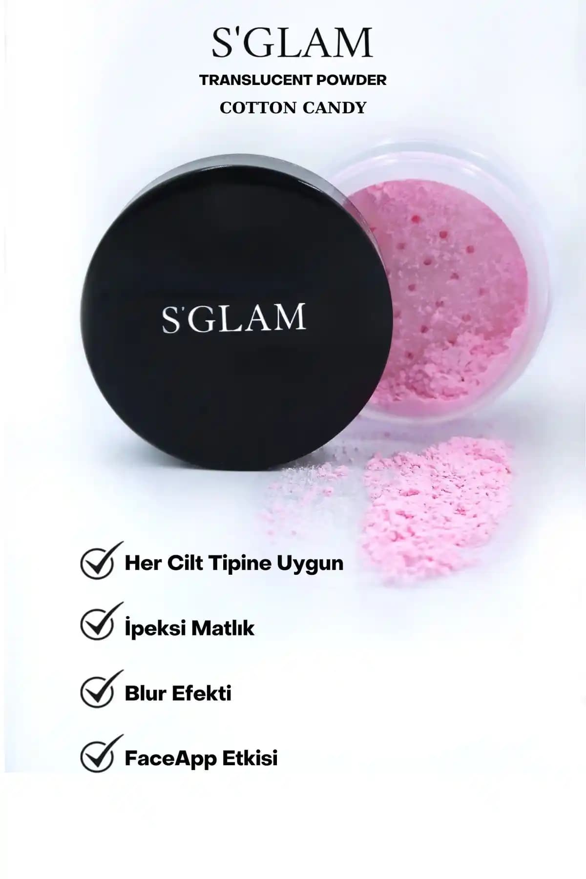 S'GLAM PINK Transparan Pudra: Doğal ve Mat Görünüm İçin Kalıcı Kozmetik Ürünü