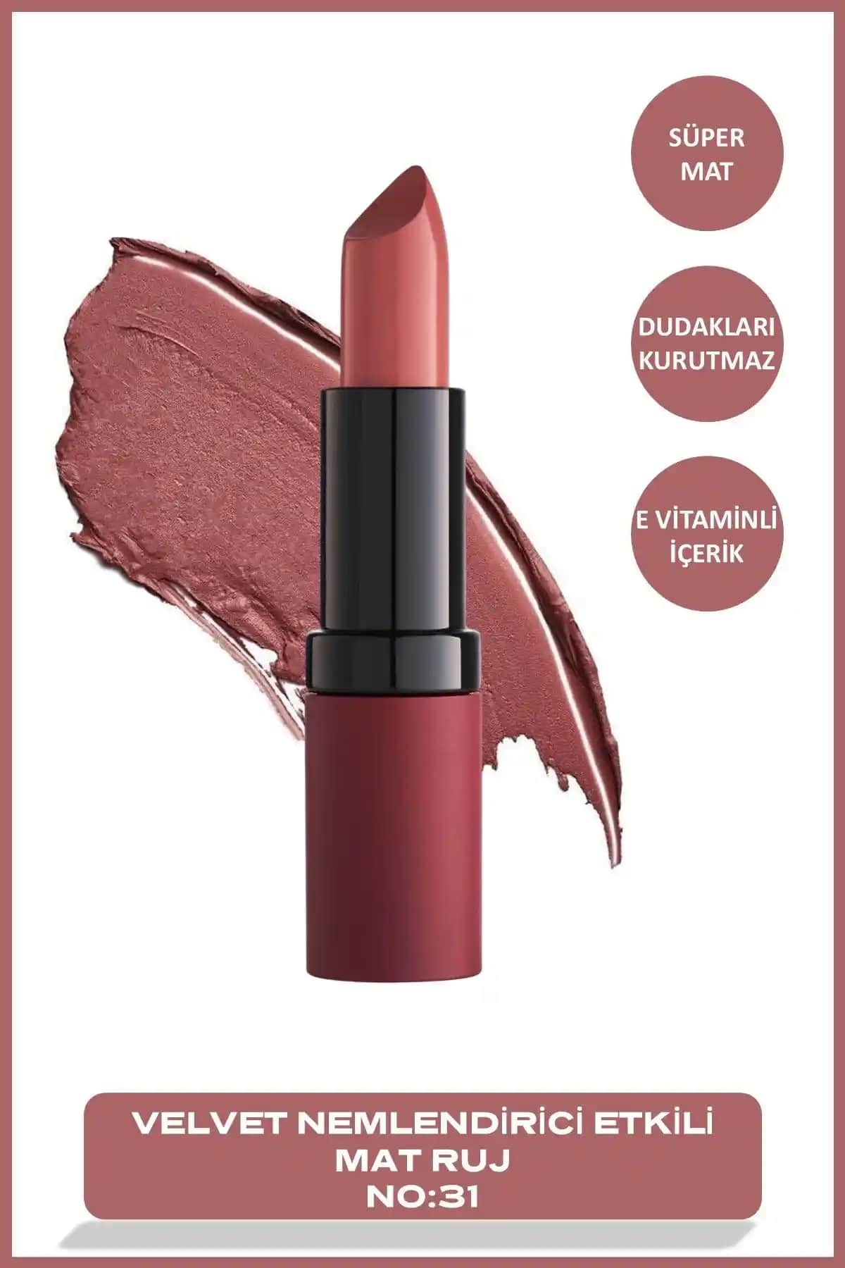 Golden Rose Velvet Matte Ruj No: 31 Light Rose ile doğal ve kalıcı dudak makyajı deneyimi