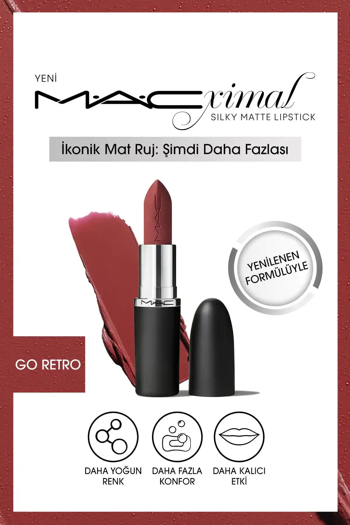 Mac M·a·cximal Silky Matte Ruj: Kalıcı ve Doğal Görünüm Sunan Dudak Bakım Ürünü