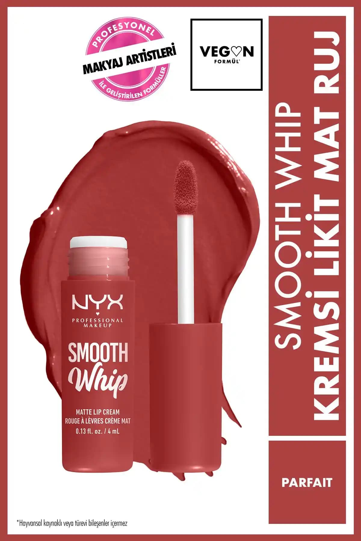 NYX Smooth Whip Kremsi Likit Mat Ruj Parfait: Kadifemsi ve Yüksek Kalıcılık Sağlayan Dudak Ruju