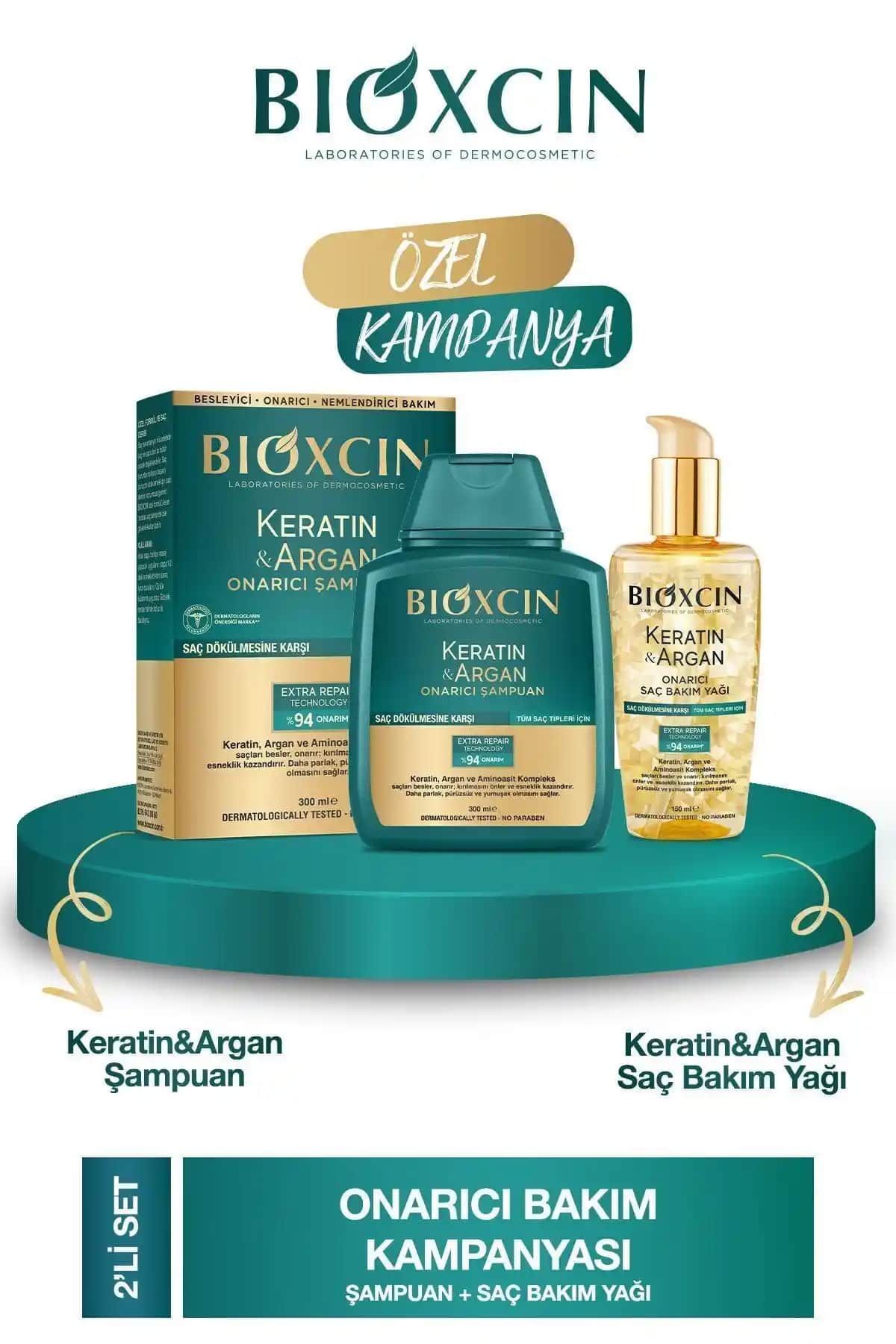 Bioxcin Keratin Argan Onarıcı Şampuan ve Yağ ile Saçlarınızda Güç ve Parlaklık Kazanın