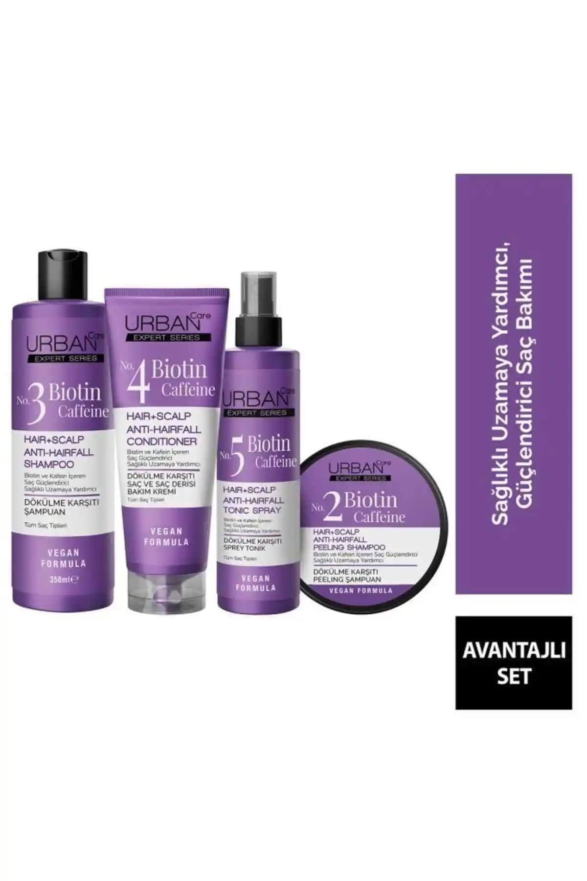 Urban Care Expert Biotin ve Kafein Dökülme Karşıtı Peeling Şampuan Krem Tonik Seti