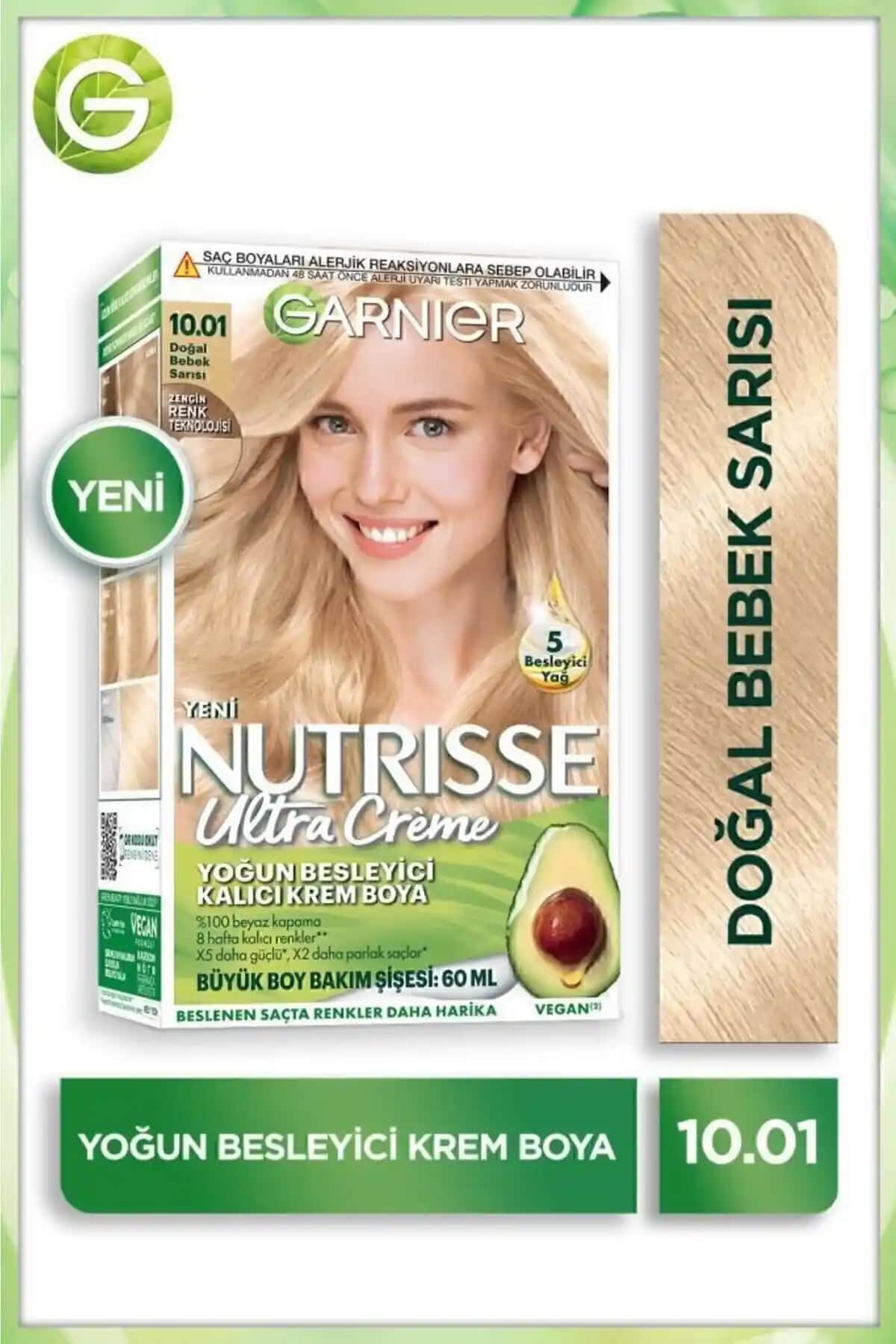 Garnier Nutrisse Yoğun Besleyici Kalıcı Krem Saç Boyası Doğal Sarı Tonu 10.01