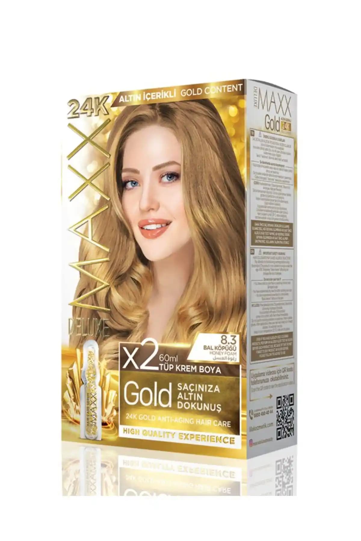 MAXX DELUXE Golden 8.3 Bal Köpüğü 24k Altın İçerikli Saç Boyası: Parlak ve Sağlıklı Saçlar İçin Güvenilir Seçenek