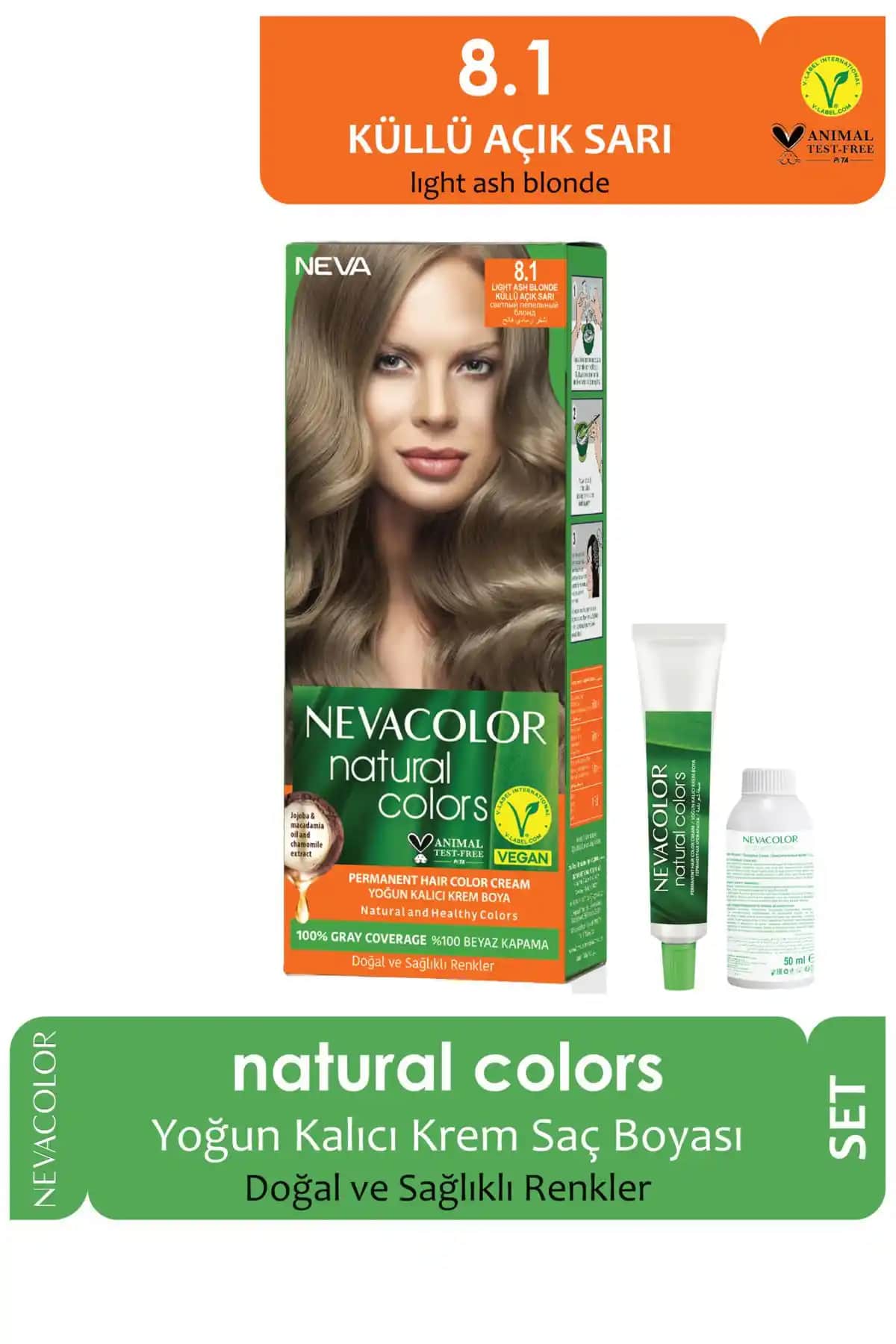 Neva Color Saç Boyası Seti 8.1 Küllü Açık Sarı Kalıcı ve Doğal Renk Deneyimi