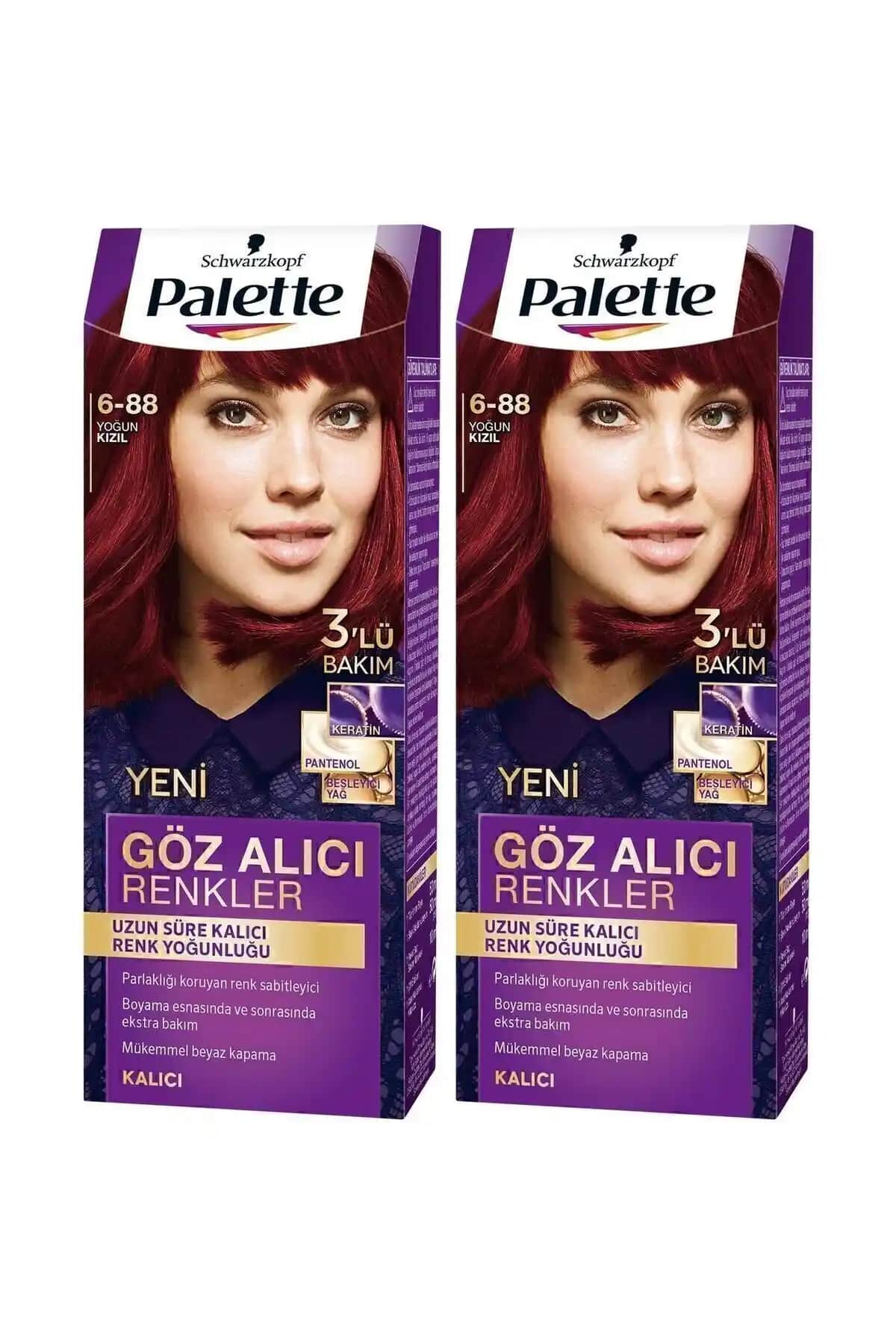 Palette Göz Alıcı Renkler 6-88 Yoğun Kızıl Saç Boyası 2 Adet Kalıcı ve Parlak Renk