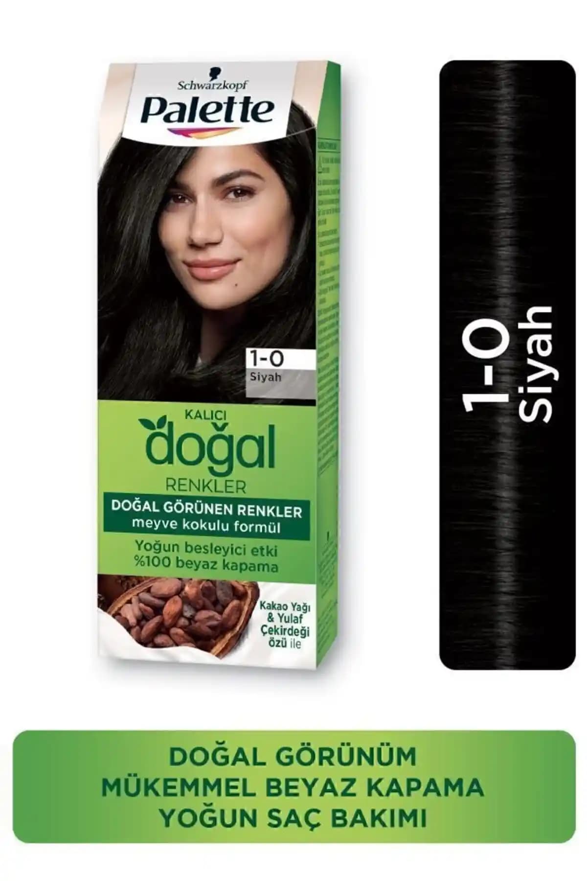 Schwarzkopf Kalıcı Doğal Renkler 1-0 Siyah Saç Boyası: Uzun Süreli ve Parlak Siyah Renk