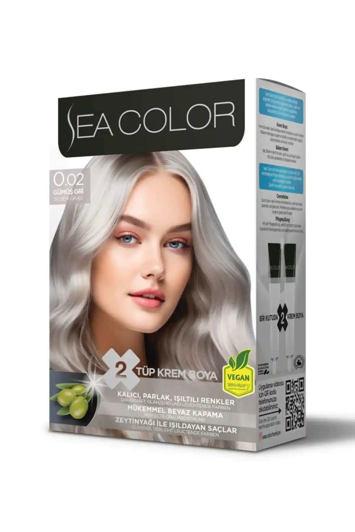 Sea Color 0.02 Gümüş Gri Saç Boyası: Kalıcı ve Yoğun Renk İçin İdeal Seçenek