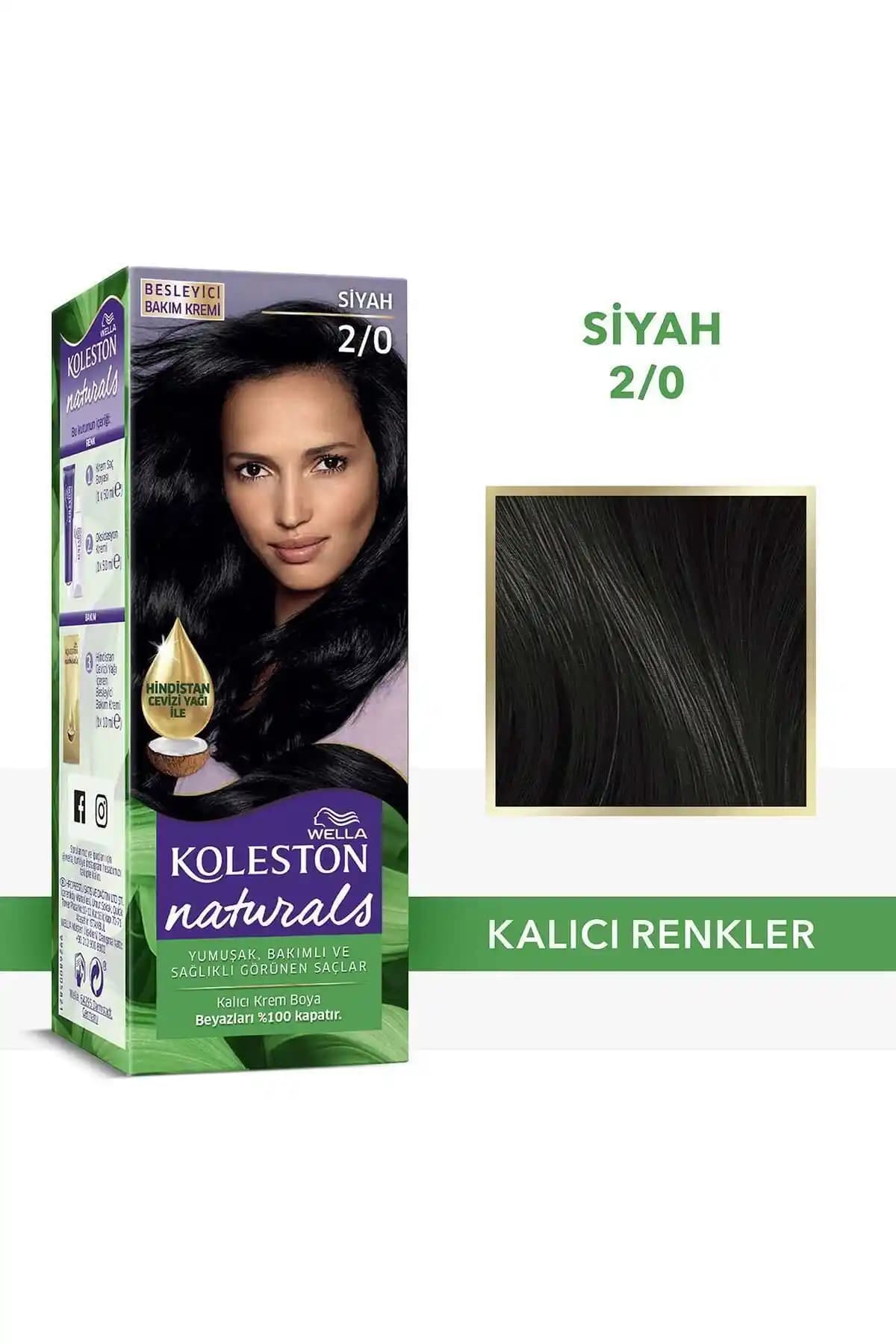 Wella Koleston Naturals Siyah Saç Boyası 2/0 Kalıcı ve Bakımlı Saçlar İçin Güçlü Renk Çözümü