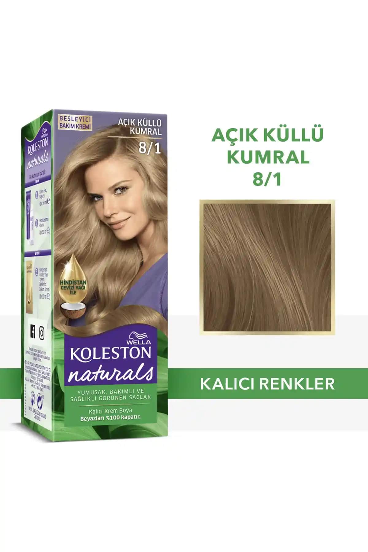 Wella Koleston Naturals 8/1 Açık Küllü Kumral Saç Boyası Doğal ve Kalıcı Renk Sunar