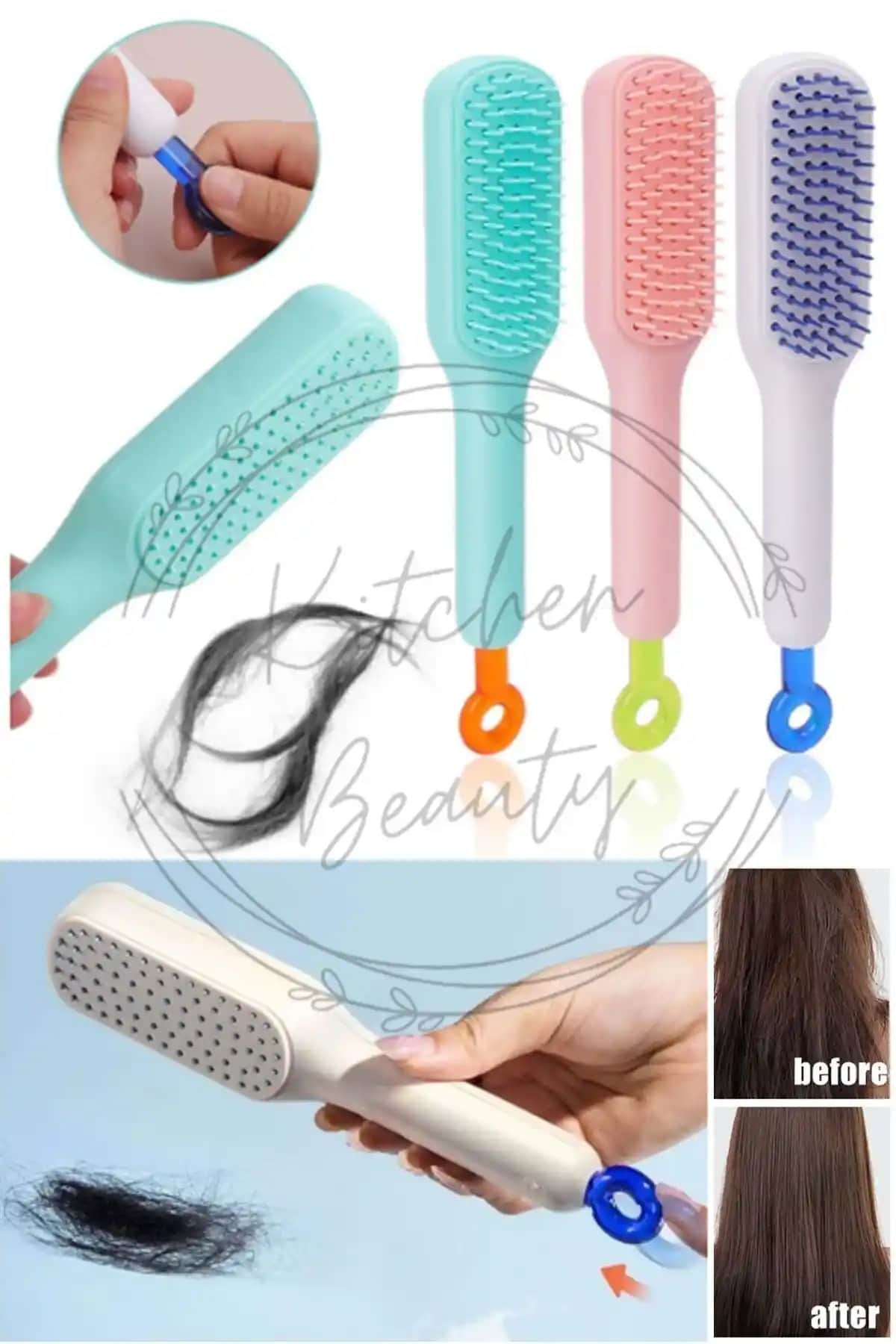 Kitchen Beauty Kendini Temizleyen Otomatik Tuşlu Saç Tarağı ile Modern Saç Bakımında Yenilikçi Çözüm