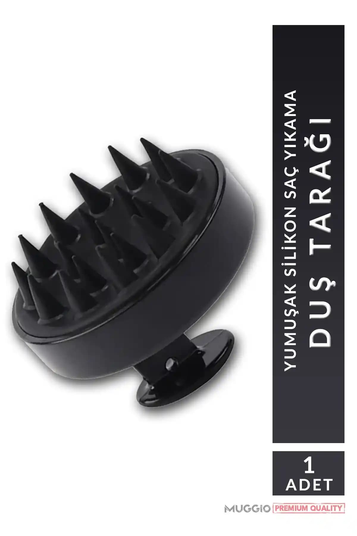 Muggio Siyah Silikonlu Saç Bakım Masaj Tarağı ile Saç Derisi ve Saç Sağlığını Destekleyin