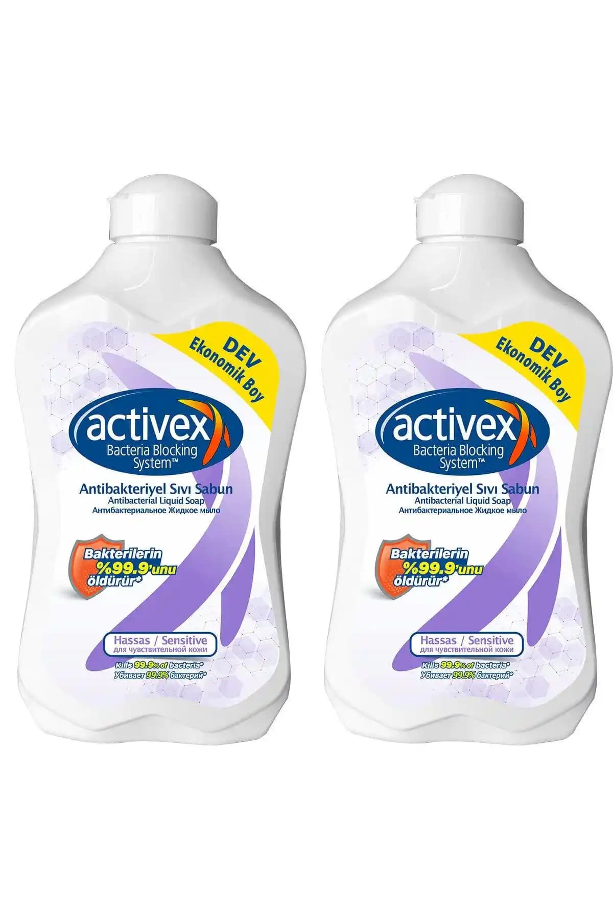 Activex Antibakteriyel Sıvı Sabun Hassas 2x1,5lt: Yüksek Hijyen ve Cilt Dostu Temizlik Ürünü