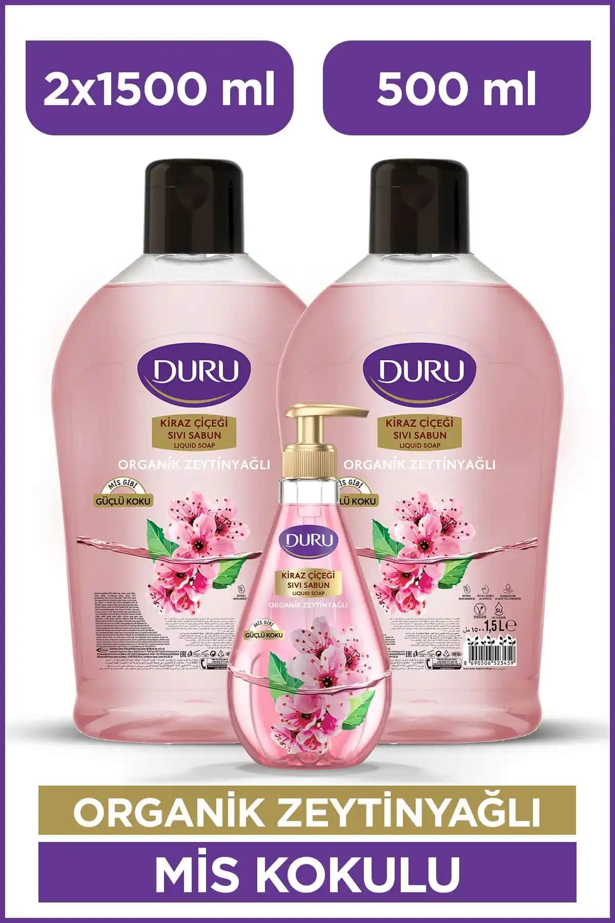 Duru Organik Zeytinyağlı Kiraz Çiçeği Sıvı Sabun Doğal İçeriklerle Güvenli Temizlik