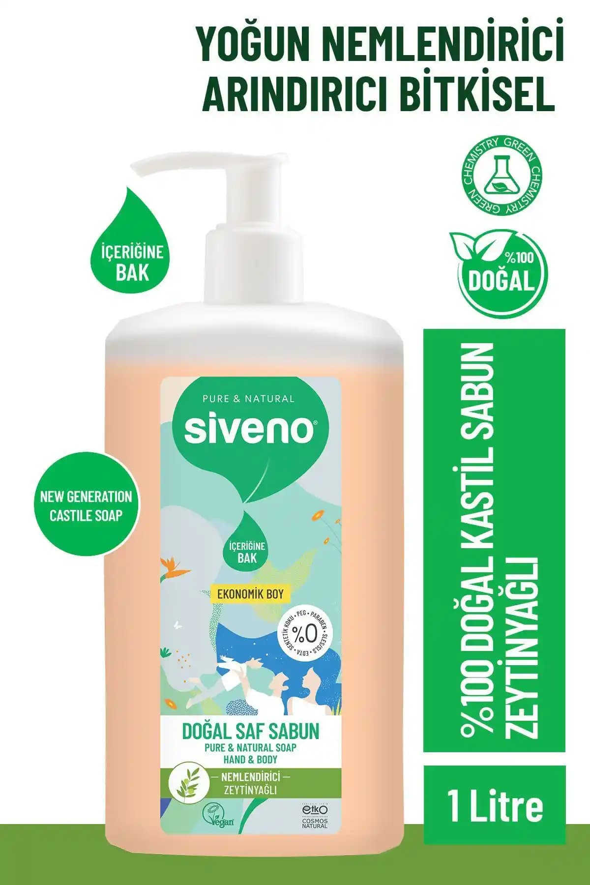 Siveno %100 Doğal Sıvı Kastil Sabun Karşılaştırması 1000 ml ve 300 ml ürünler