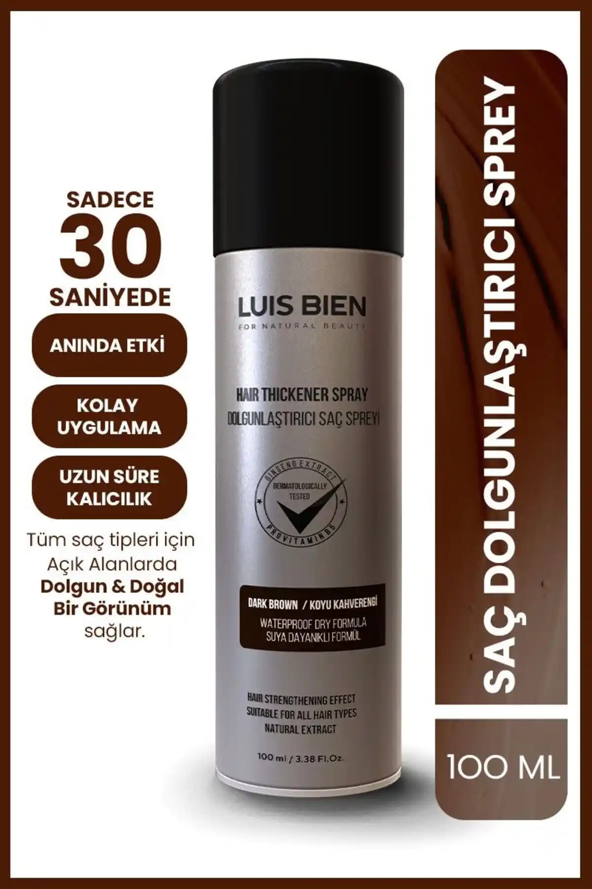 Luis Bien Saç Dolgunlaştırıcı Sprey Karşılaştırması Koyu Kahverengi ve Sarı Ürünler