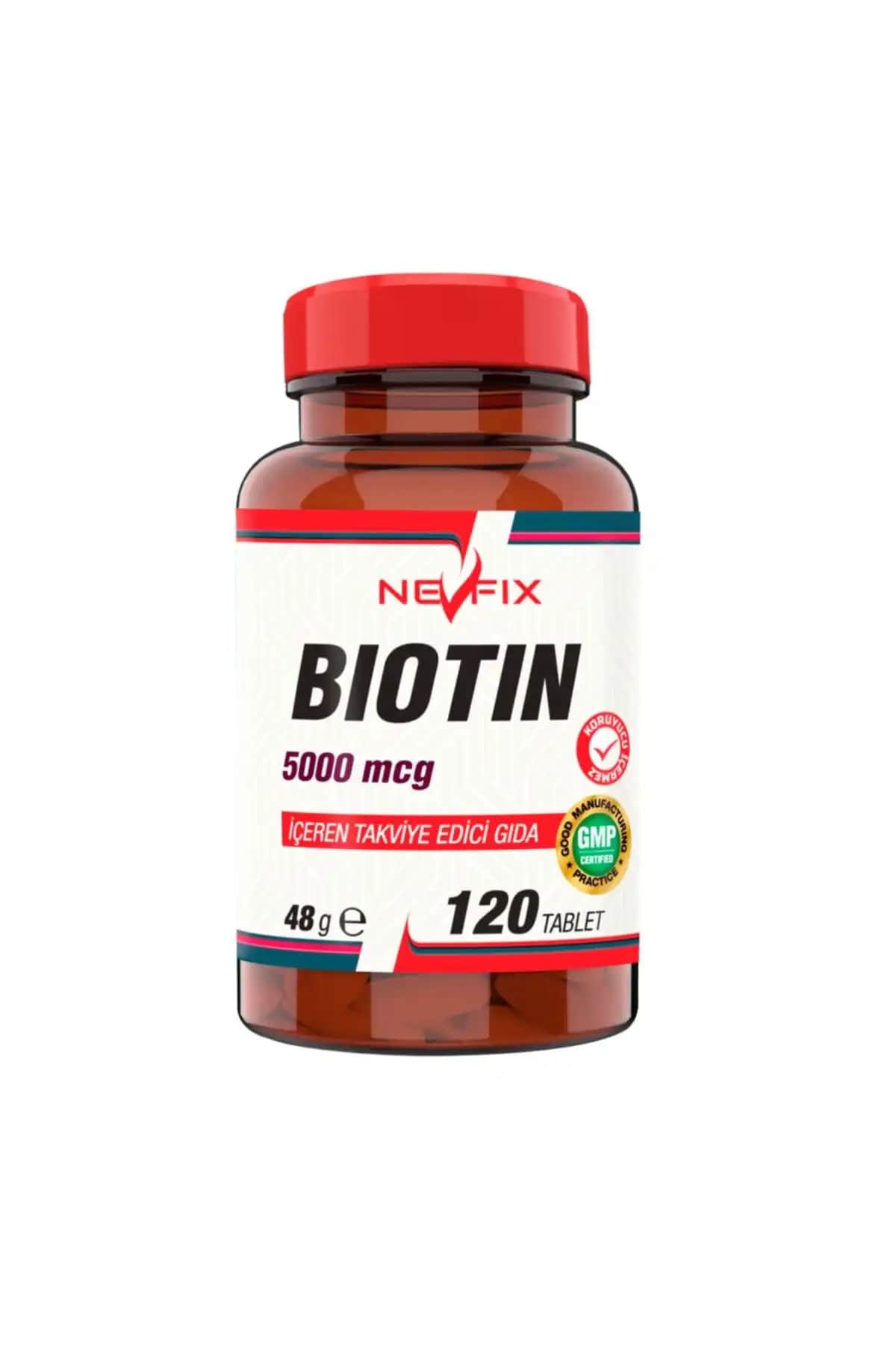 Nevfix Biotin 5 mg 120 Tablet Saç Güçlendirme ve Dökülme Azaltıcı Takviye Ürünü