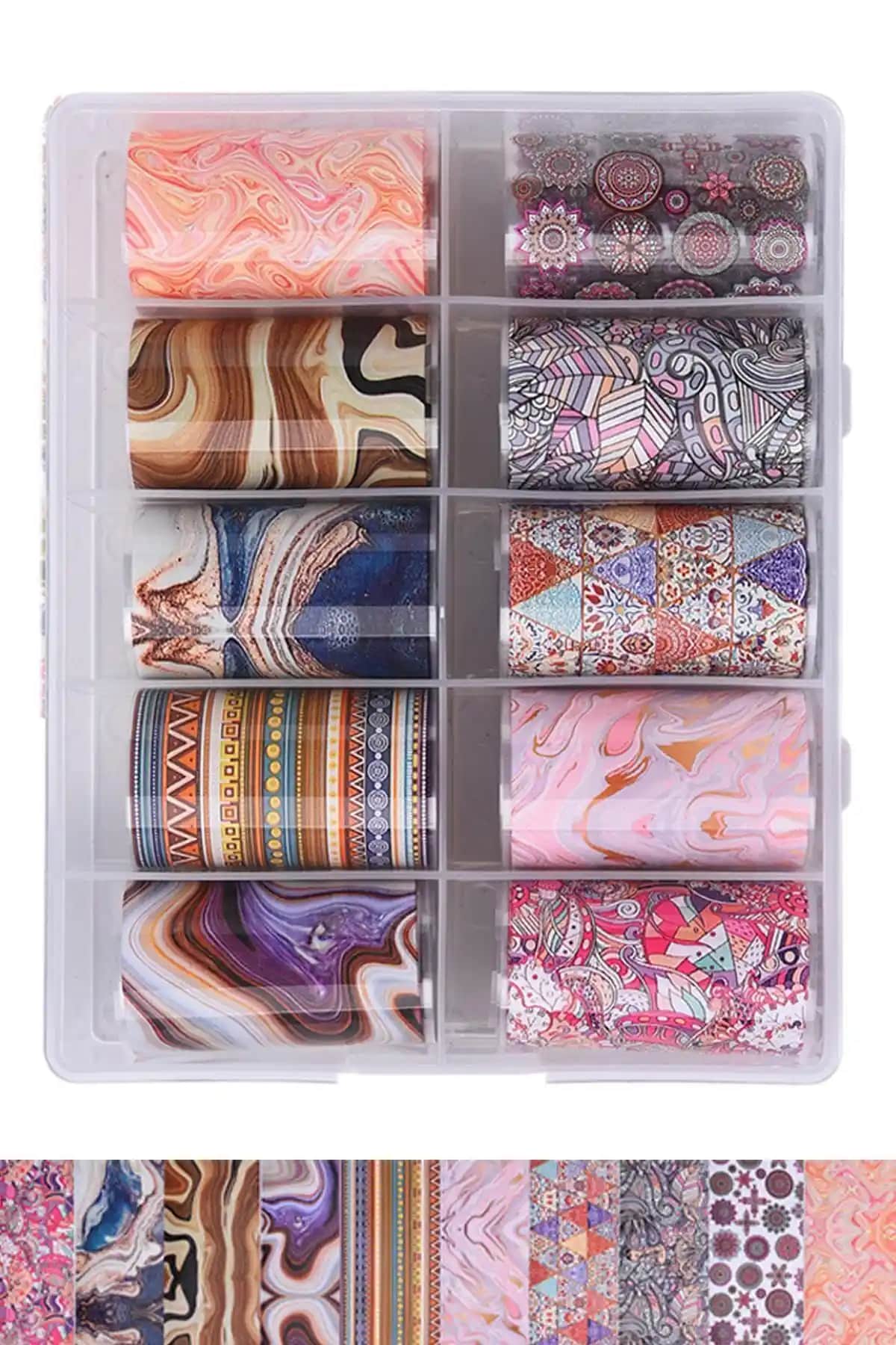 MOZIUR Tırnak Süsü Folyo Sticker F-2 Yaratıcı ve Renkli Nail Art İçin İdeal Seçenek