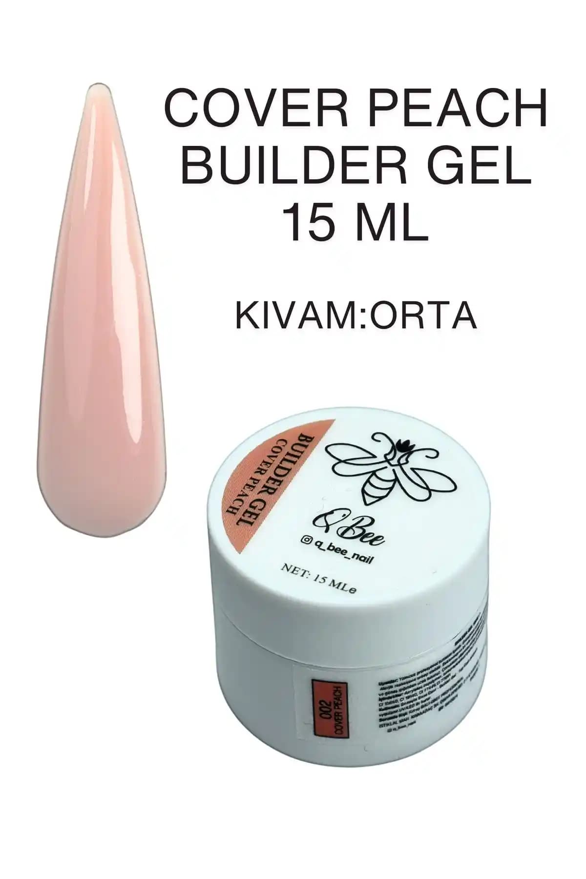 QBEE PROFESSIONAL 15 ml Protez Tırnak Jeli Cover Peach - Dayanıklı ve Estetik Tırnak Bakımı