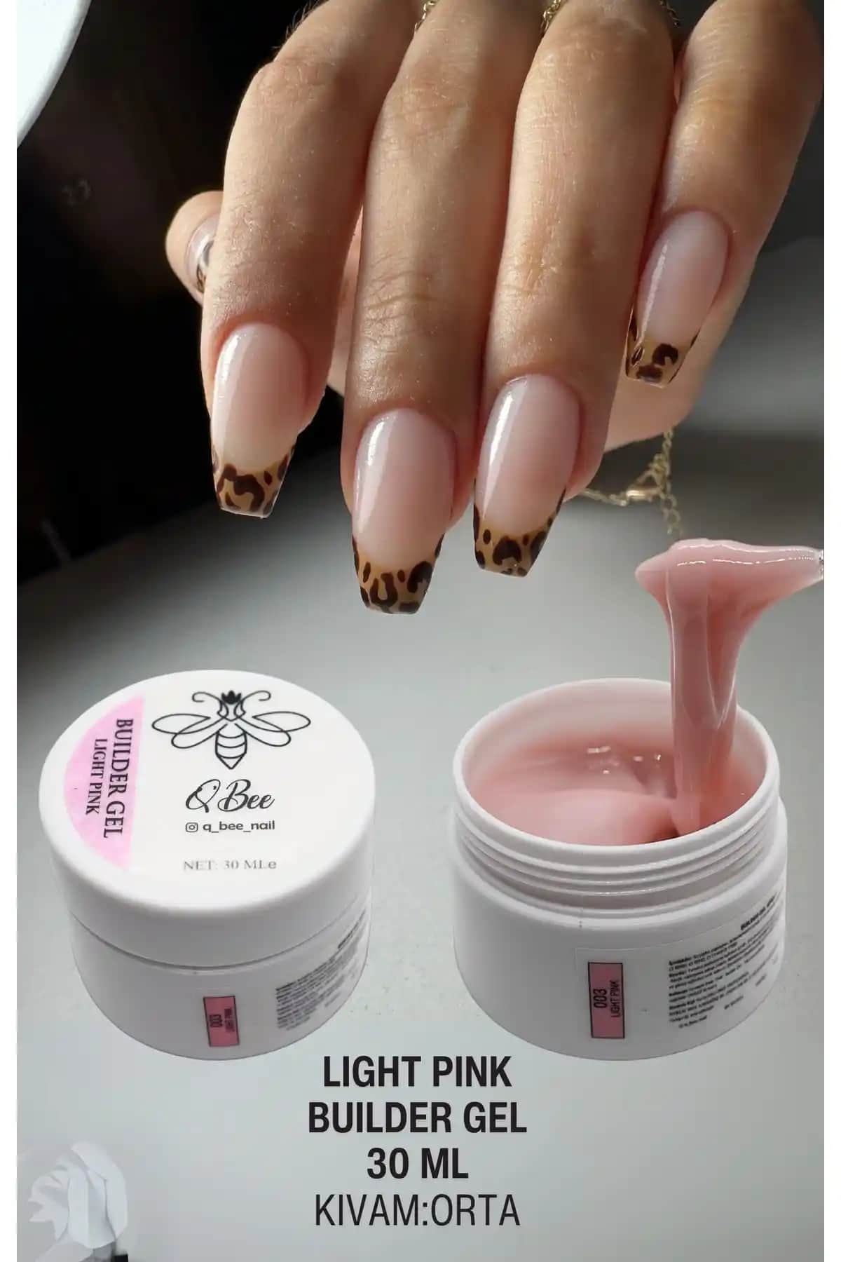 QBEE PROFESSIONAL 30ml Light Pink Protez Tırnak Jeli Builder Gel Doğal ve Dayanıklı Tırnaklar İçin