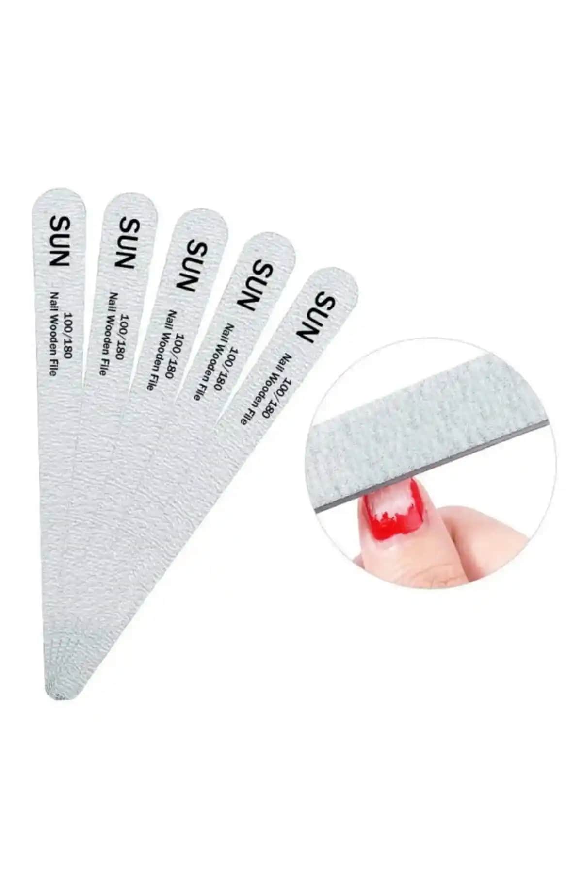 SUN 5 Adet 100/180 İnce Sert Kağıt Törpü Seti Profesyonel Tırnak Bakımı