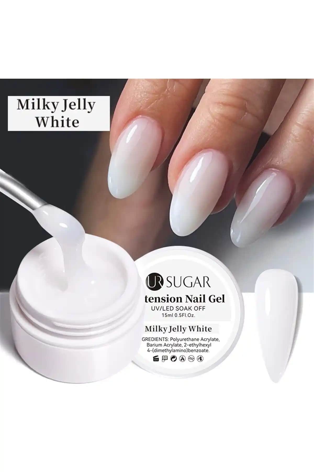 URSUGAR Builder Jel 15 ml Mılky Jelly White Profesyonel ve Ev Kullanımı İçin Tırnak Jeli