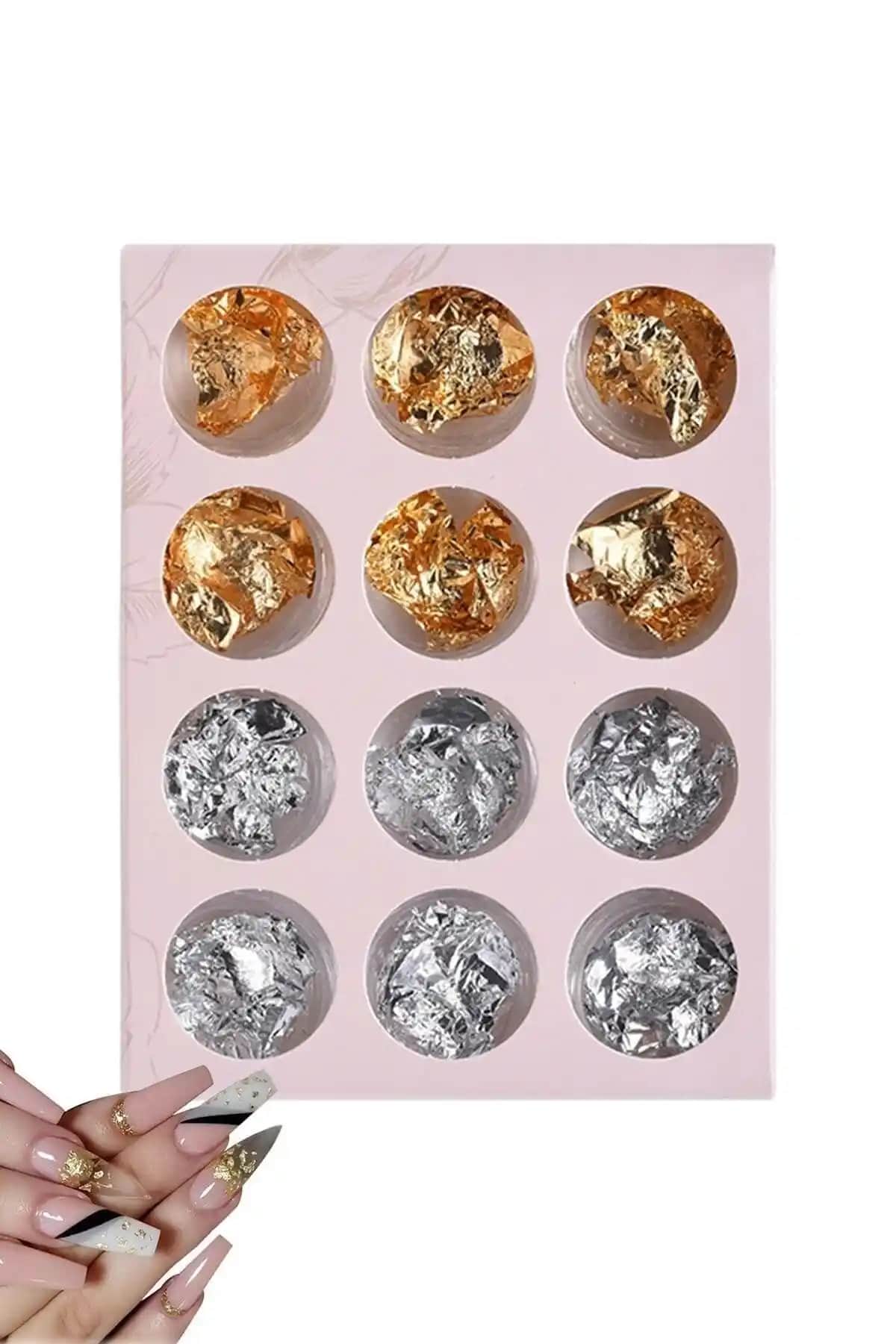 Venalisa Tırnak Süsleme Seti 12li Folyo Parçacıkları ile Yaratıcı Nail Art Tasarımları