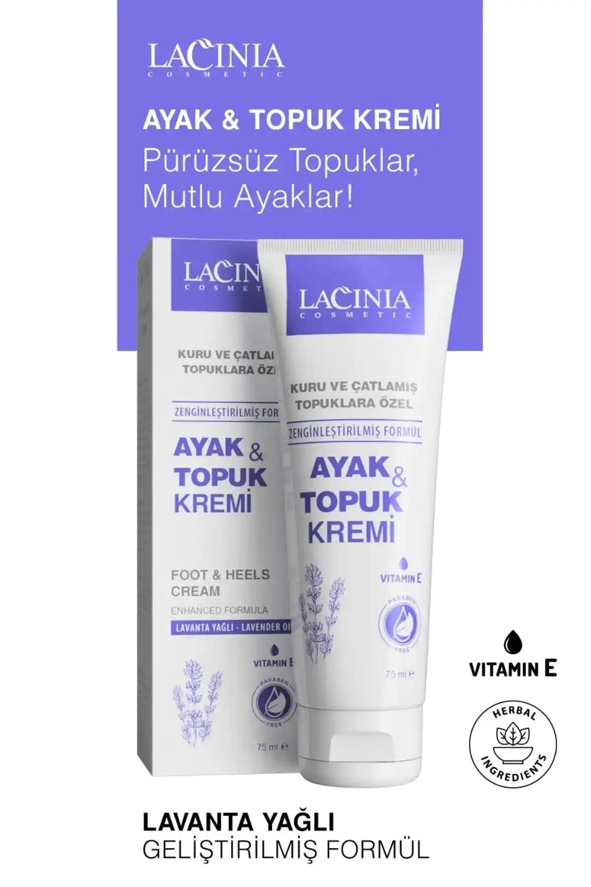 Lacinia Ayak ve Topuk Kremi 75 ml ile ayak sağlığınızı koruyun ve çatlakları giderin