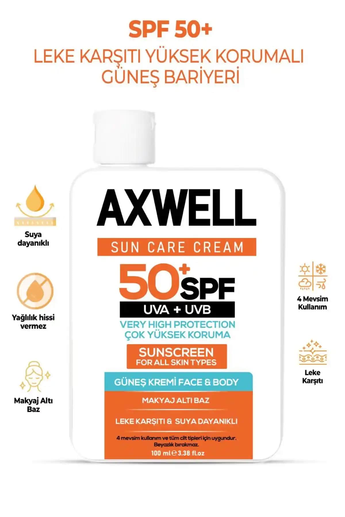 AXWELL Sun Care Leke Karşıtı Güneş Kremi Yüksek SPF ve Cilt Koruma Özellikleri