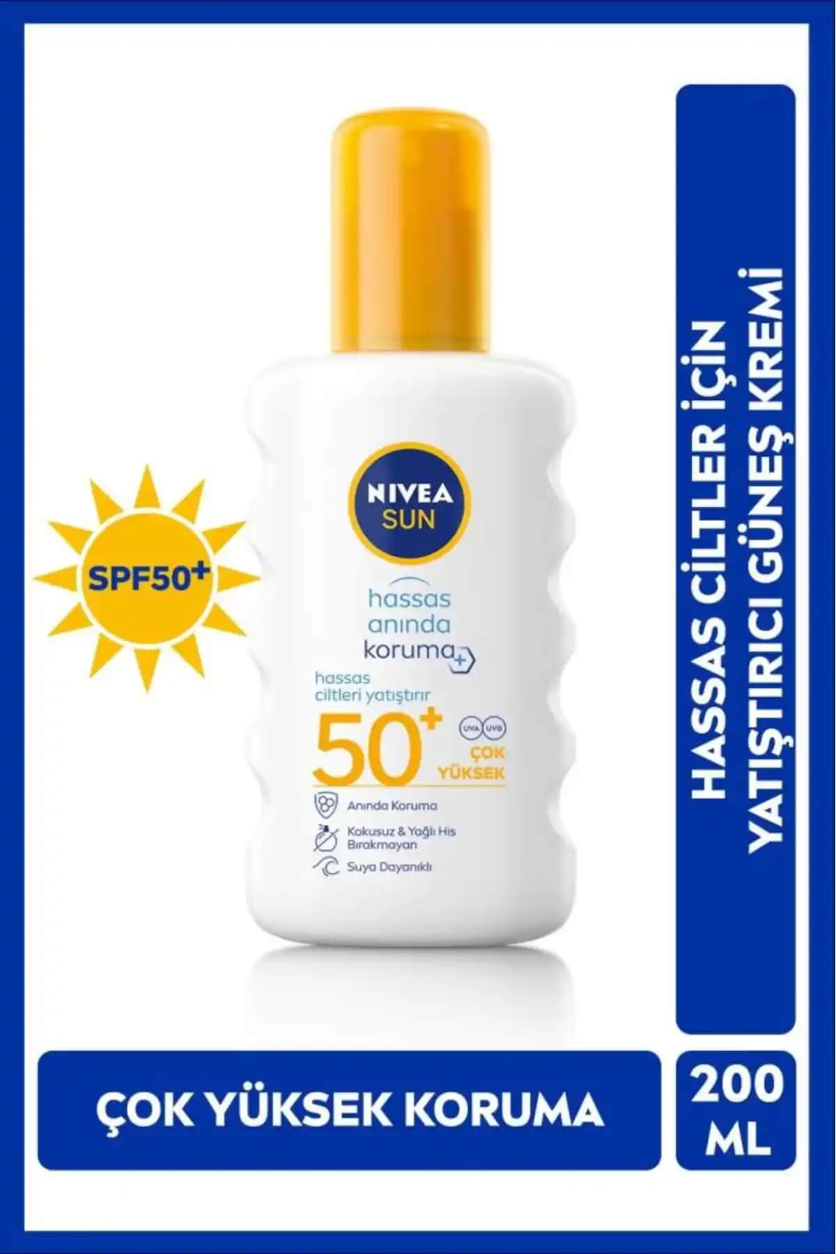 NIVEA SUN SPF50 Yüksek Güneş Koruyucu Vücut Spreyi Hassas Ciltler İçin Güçlü Koruma