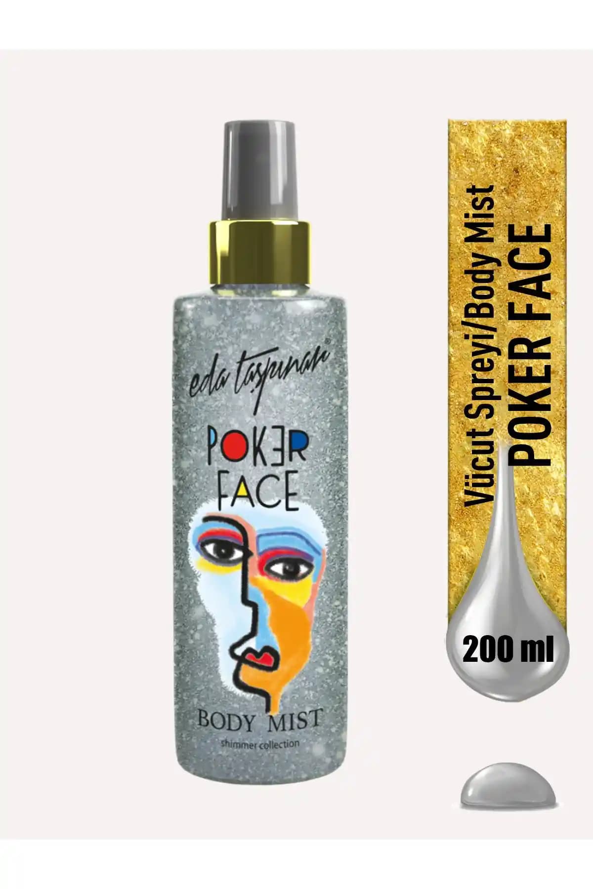 Eda Taşpınar Poker Face Simli Body Mist: Parlaklık ve Ferahlatıcı Koku Sunan Günlük Kullanım Vücut Spreyi