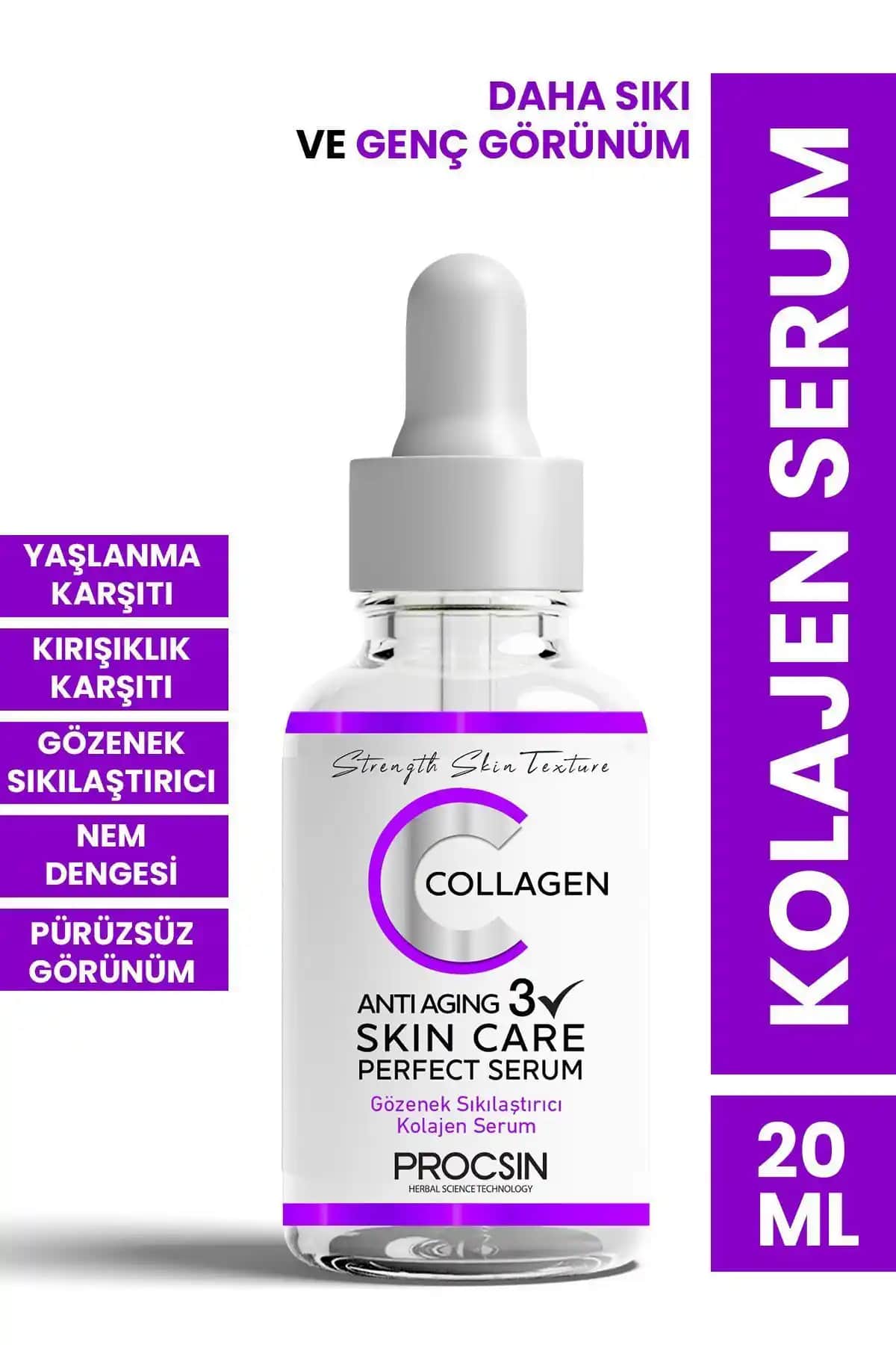 PROCSIN Yaşlanma ve Kırışıklık Karşıtı Kolajen Serumu 20ml ile genç ve sağlıklı cilt